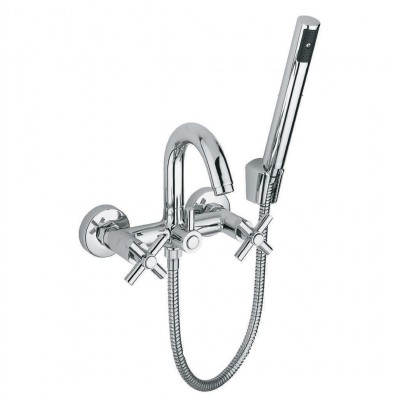 Μπαταρία Mπάνιου με Σετ Ντους και Μισόστροφο Μηχανισμό Rodos Interflex Χρωμέ 072992