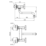 Μπαταρία Νεροχύτη Τοίχου Κάτω Ροής Rodos Interflex Χρώμιο 073146