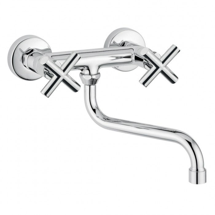 Μπαταρία Νεροχύτη Τοίχου Κάτω Ροής Rodos Interflex Χρώμιο 073146