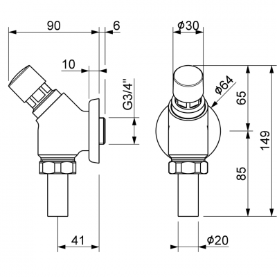 Φλουσόμετρο Εξωτερικό 3/4" Επαγγελματικής Χρήσης Χρωμέ Interflex 075110