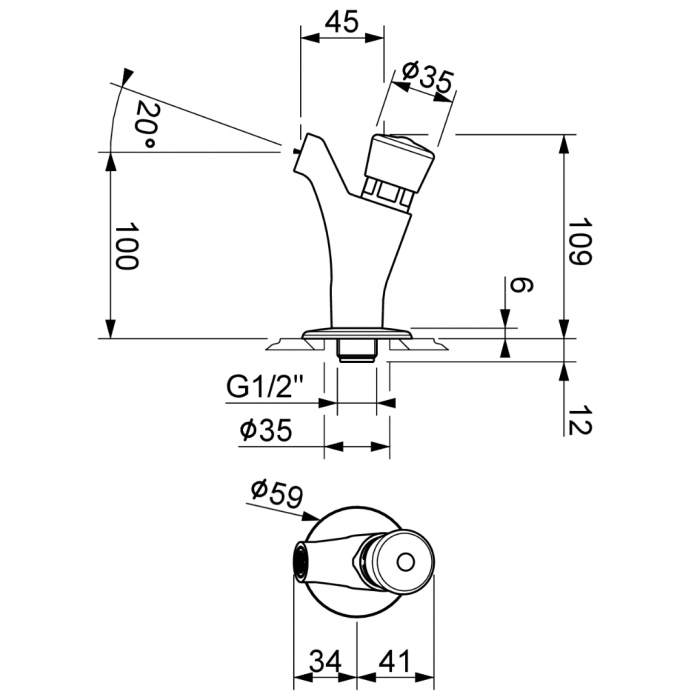 Κάνουλα Χρονοροής Τοίχου Επαγγελματικής Χρήσης Χρωμέ Interflex 075838