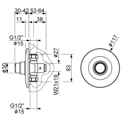 Φλουσόμετρο Ντούς Εντοιχισμού Επαγγελματικής Χρήσης Χρωμέ Interflex 076484