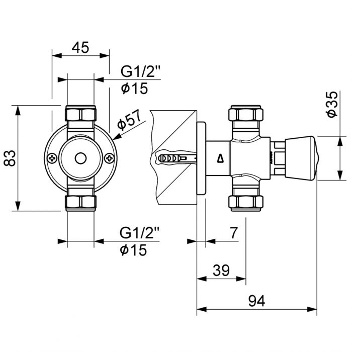 Φλουσόμετρο Ντούς Εξωτερικό Επαγγελματικής Χρήσης Χρωμέ Interflex 076485