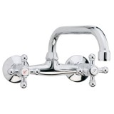 Μπαταρία Νεροχύτη Τοίχου Classic Retro Interflex Χρώμιο 076691