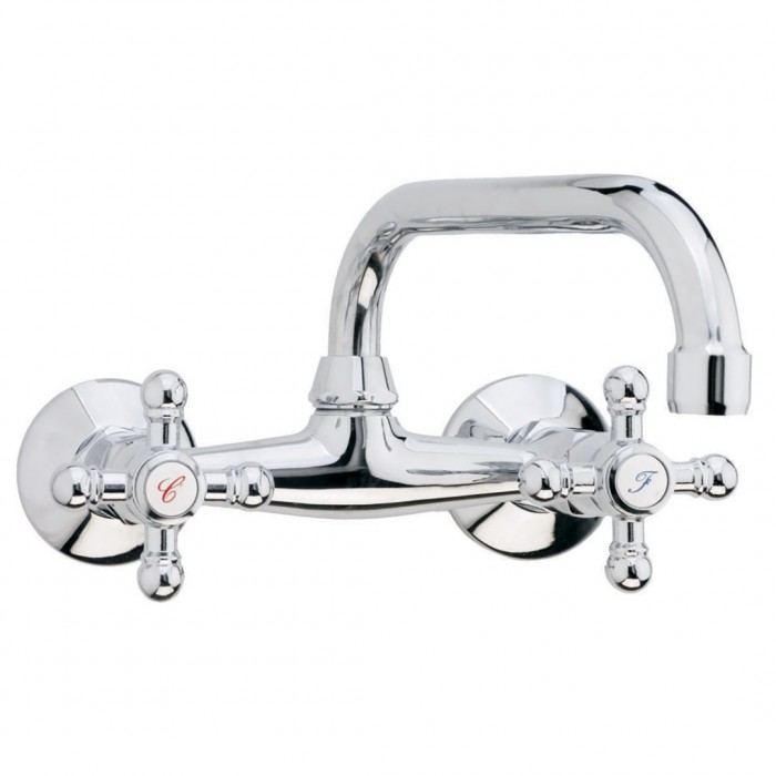 Μπαταρία Νεροχύτη Τοίχου Classic Retro Interflex Χρώμιο 076691