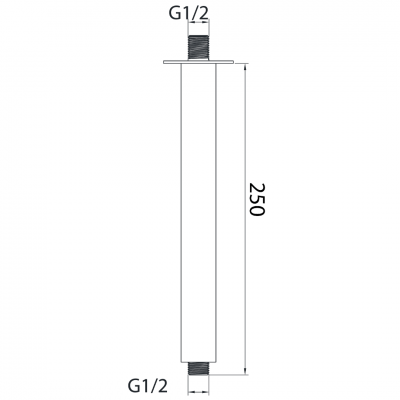 Μπράτσο Ντους Οροφής Modern Style 25cm Gun Metal Ορείχαλκος Interflex 077890