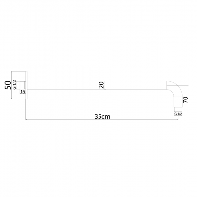 Μπράτσο Ντους Modern Style 35CM Gun Metal Ορείχαλκος Interflex 077770