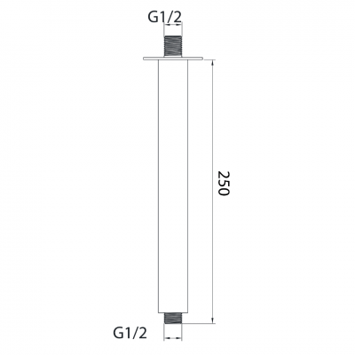 Μπράτσο Ντους Οροφής Modern Style 25cm Brushed Nickel Ορείχαλκος Interflex 077891