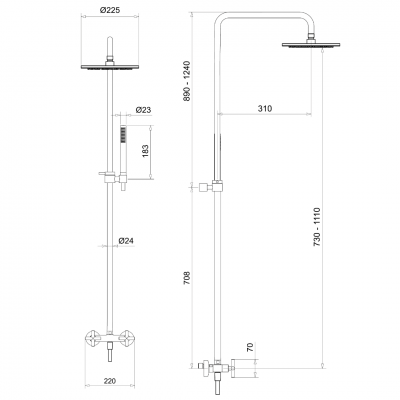 Μπαταρία Ντουζιέρας Piatto ABS Χρωμέ Classic Creta 2 Ροών Interflex 078021