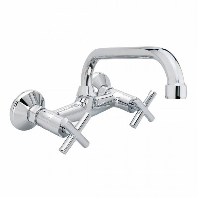 Μπαταρία Νεροχύτη Τοίχου Classic Serie Interflex Χρώμιο 078023