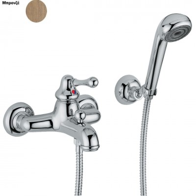 Μπαταρία Mπάνιου με Σετ Ντούς Μπρονζέ Maya Interflex 080588