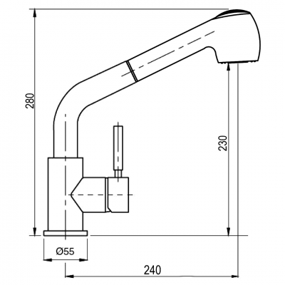 Μπαταρία Νεροχύτη Πάγκου Ψηλή Πλάγια Βούρτσα Jollie Χρωμέ Interflex 080638