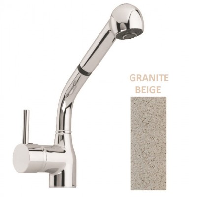 Μπαταρία Νεροχύτη Πάγκου Ψηλή Πλάγια Βούρτσα Jollie Μπέζ Γρανίτης Interflex 080666