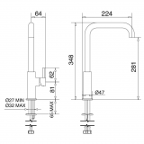 Μπαταρία Νεροχύτη Πάγκου Ψηλή K Line Χρωμέ Interflex 080667