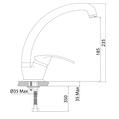 Μπαταρία Nεροχύτη Πάγκου Ψηλή με Ρουξούνι Χρώμιο Intermix Interflex 082527