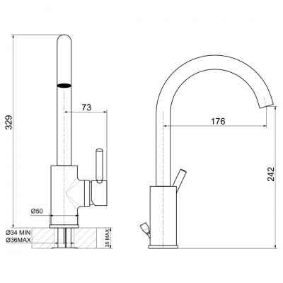Αναμεικτική Μπαταρία Νιπτήρος Χρωμέ Ψηλό Ρουξούνι Χωρις Βαλβίδα Kobuk Interflex 083000