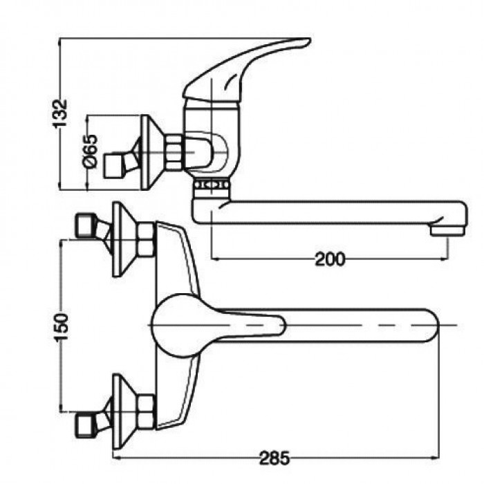 Μπαταρία Nεροχύτη Τοίχου Κάτω Ροή Χρώμιο Intermix Interflex 083516