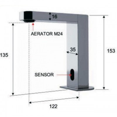 Μπαταρία Νιπτήρος Επαγγελματικής Χρήσης με Φωτοκύτταρο και Δυνατότητα Προρυθμισμένης Θερμοκρασίας Χρωμέ Interflex 085107