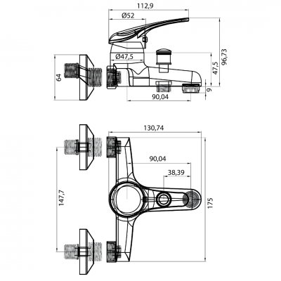 Μπαταρία Λουτρού Χρωμίου με Σετ Ντούζ Alice Interflex 085419