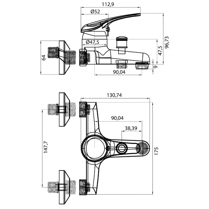 Μπαταρία Λουτρού Χρωμίου με Σετ Ντούζ Alice Interflex 085419