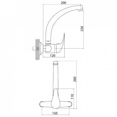 Μπαταρία Nεροχύτη Τοίχου Ψηλή Χρώμιο Status Interflex 085765
