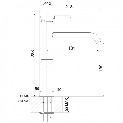 Αναμεικτική Μπαταρία Νιπτήρος Χρωμέ Ψηλή Χωρις Βαλβίδα Kobuk Interflex 085952