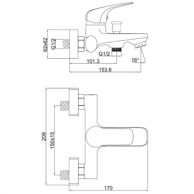 Μπαταρία Λουτρού Χρωμίου με Σετ Ντούζ Interflex Shark 086698
