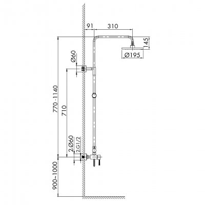 Μπαταρία Ντουζιέρας Slim Inox Ø20 Art Interflex 086781