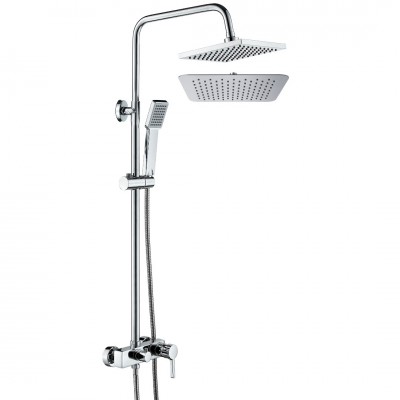 Μπαταρία - Στήλη Nτουζιέρας Queen 2 Ροών Slim Inox 20x20 Χρωμέ Inteflex 086927