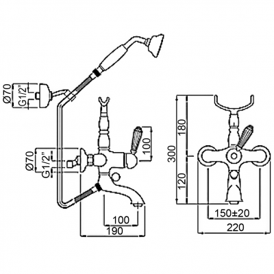 Μπαταρία μπάνιου με σετ ντους Maya Interflex  Χρωμέ 087086 Bugnatese