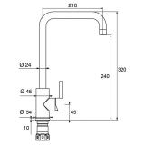 Μπαταρία Νεροχύτη Πάγκου Τετράγωνη Ψηλή Duna Inox 304 Interflex 087192