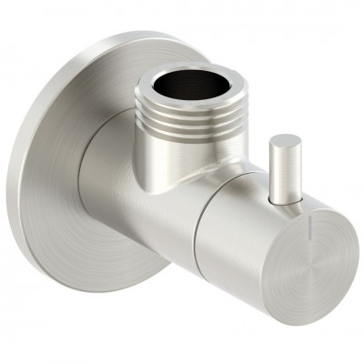 Επιτοίχιος Διακόπτης Γωνιακός Μπιντέ Μισόστροφος Στρογγυλός Ασημί -ματ 1/2" Minimal 304 Interflex 087193