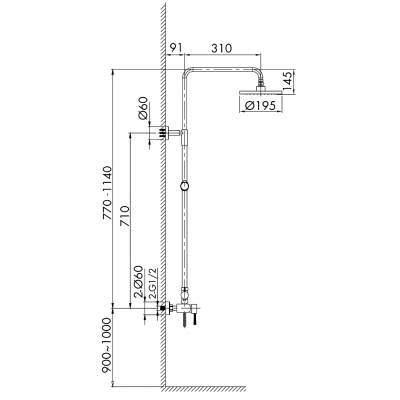 Μπαταρία - Στήλη Nτουζιέρας Complete Mod 3 Ροών Piatto Ορείχαλκος Ø20 Χρωμέ Inteflex 087198