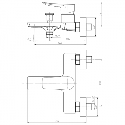 Μπαταρία Μπάνιου με Σετ Ντους Next Interflex Μαύρη 087358