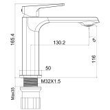 Μπαταρία Νιπτήρα Romeo Χαμηλή Μαύρη 17cm Interflex 087487