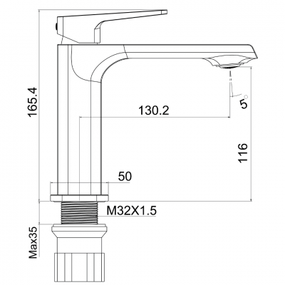 Μπαταρία Νιπτήρα Romeo Χαμηλή Μαύρη 17cm Interflex 087487