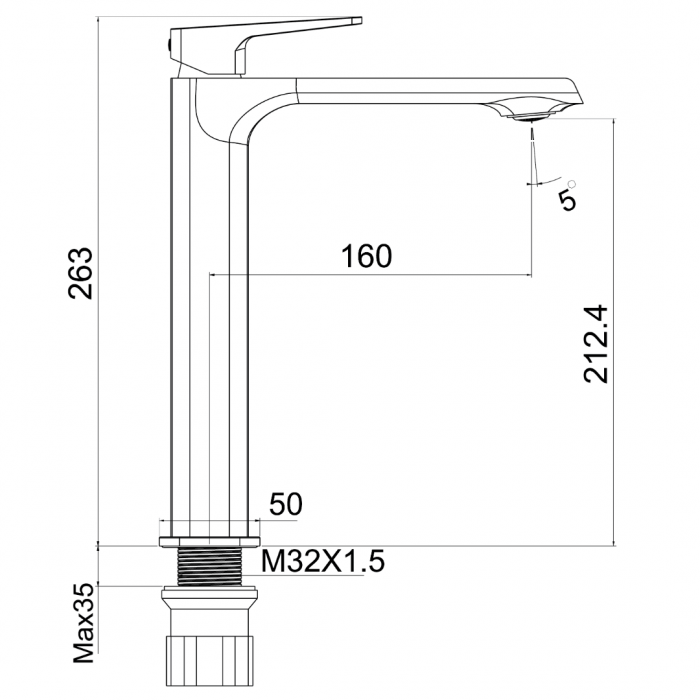 Μπαταρία Νιπτήρα Romeo Ψηλή Μαύρη 28cm Interflex 087488
