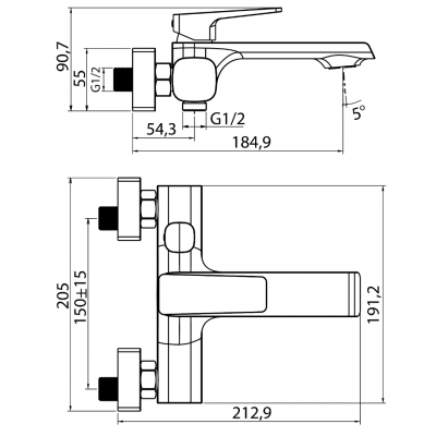 Μπαταρία Μπάνιου με Σετ Ντους Romeo Μαύρη Interflex 087489