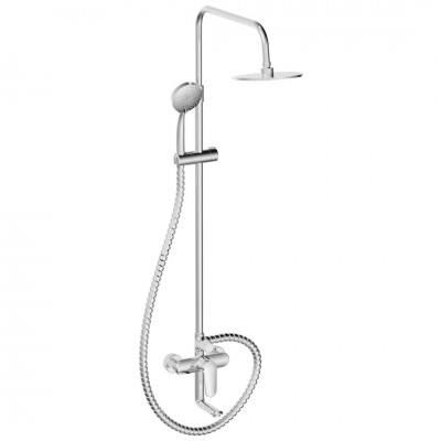 Μπαταρία - Στήλη Nτουζιέρας Trendy 3 Ροών Slim Inox Χρωμέ Inteflex 087500