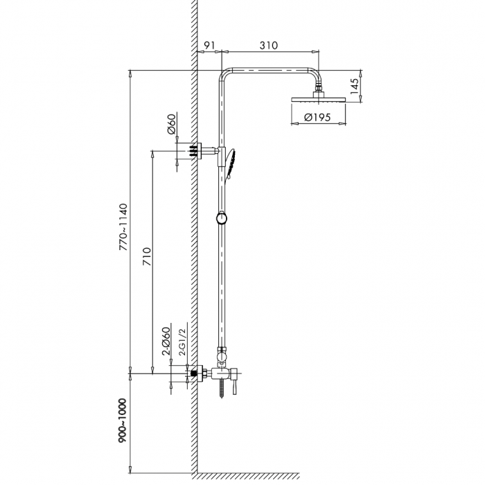 Μπαταρία Ντουζιέρας Χρωμέ Status 2 Ροών Interflex 087528