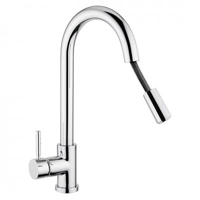 Μπαταρία Νεροχύτη Πάγκου Ψηλή Πλάγια Βούρτσα Kobuk Χρωμέ Interflex 087686