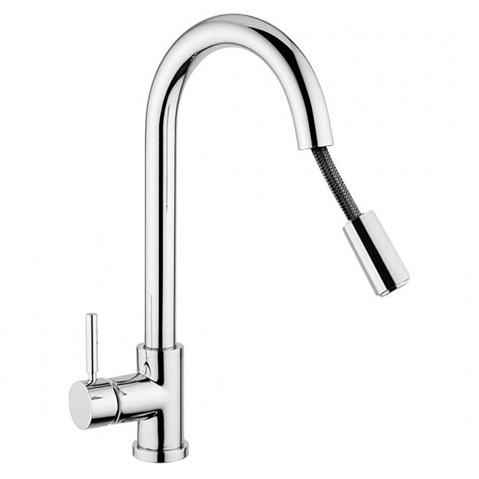 Μπαταρία Νεροχύτη Πάγκου Ψηλή Πλάγια Βούρτσα Kobuk Χρωμέ Interflex 087686