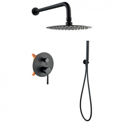 Μπαταρία Ντουζιέρας Μίξεως Σετ Μαύρη Εντοιχισμού 2 Ροών PURE Interflex 087719