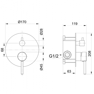 Μπαταρία Ντουζιέρας Μίξεως BRUSHED GOLD Εντοιχισμού Δύο Ροών HERMES 087769