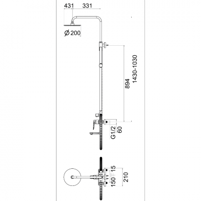 Μπαταρία Ντουζιέρας BRUSHED GOLD ART 3 Ροών PRC MADE Interflex 087779