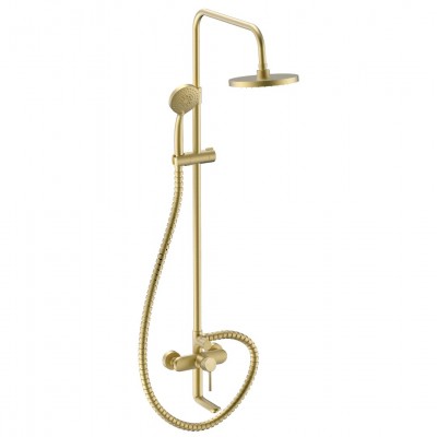 Μπαταρία Ντουζιέρας BRUSHED GOLD ART 3 Ροών PRC MADE Interflex 087779