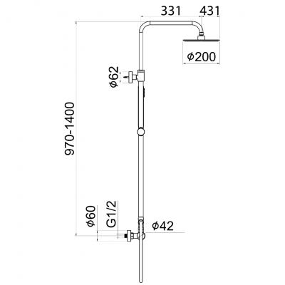 Μπαταρία Ντουζιέρας Μαύρη, ABS Κώδωνας., Ορειχάλκινη Βέργα, ART LINE 2 Ροών PRC MADE Interflex 087781