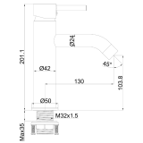 Αναμεικτική Μπαταρία Νιπτήρος Μαύρο Ματ με Βαλβίδα ART-DOT 35ΜΜ Interflex 087786