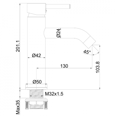 Αναμεικτική Μπαταρία Νιπτήρος Μαύρο Ματ με Βαλβίδα ART-DOT 35ΜΜ Interflex 087786