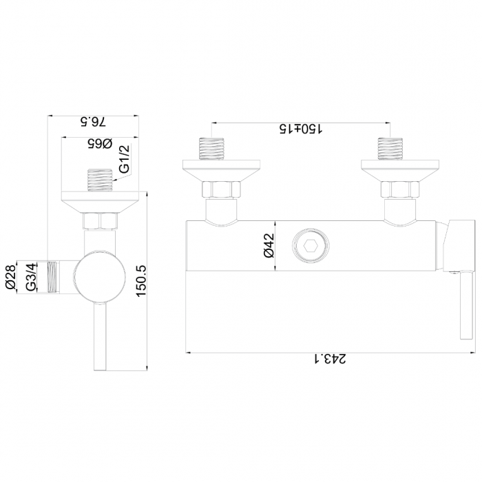 Μπαταρία Μπάνιου Μιξ ΜΑΥΡΗ DOT SIMPLE 3/4 Interflex 087791
